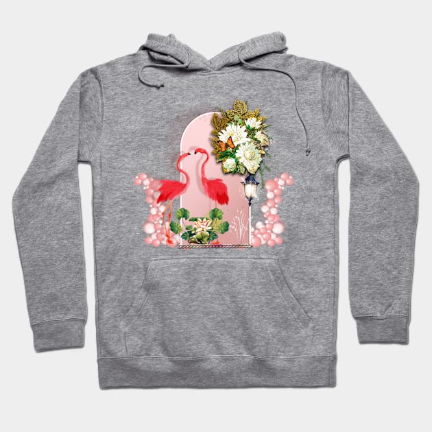 Wonderful flamingos with tropical flowers Hoodie by Nicky2342